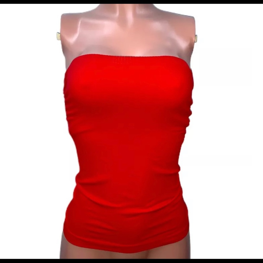 Stretchy Fitted Summer Cherry Red Basic Seamless … - image 1